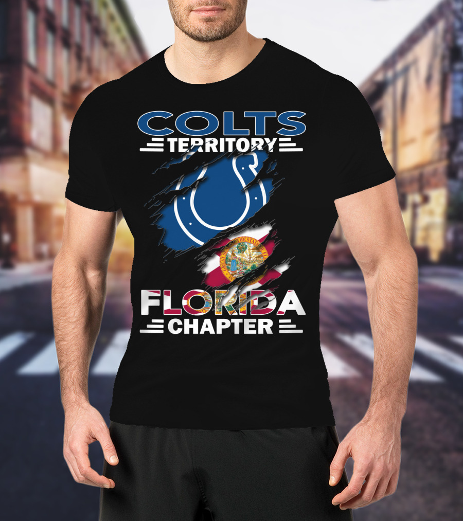 Colts Territory Florida Chapter Blue Horseshoe And State Flag T-Shirt
