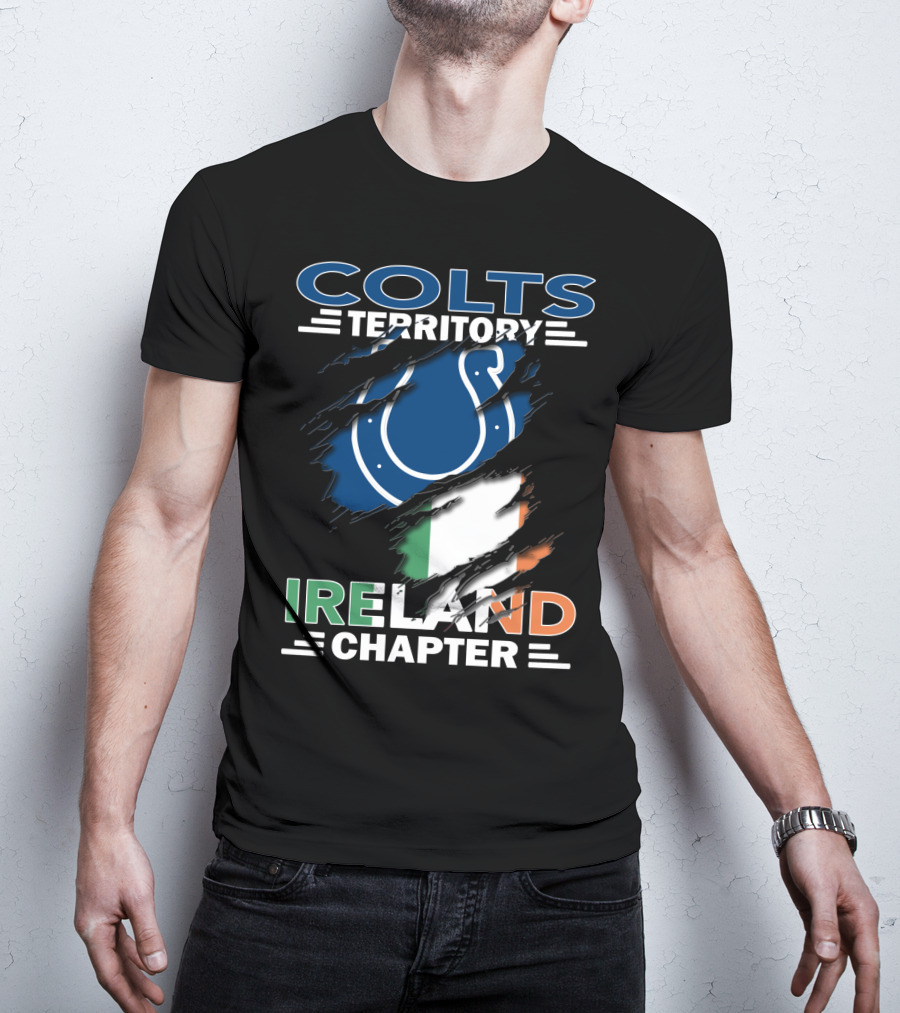 Colts Territory Ireland Chapter Blue Horseshoe Logo Irish Flag T-Shirt