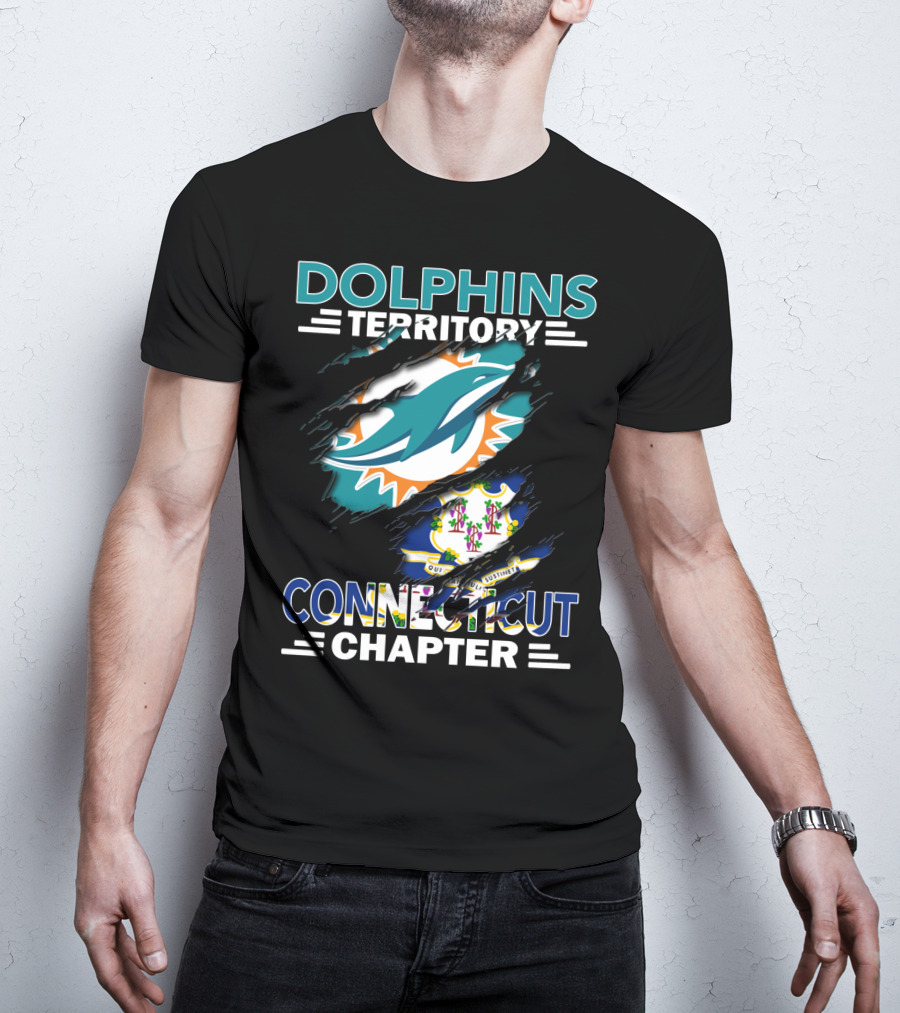 Dolphins Territory Connecticut Chapter Miami Dolphins Connecticut State Emblem T-Shirt