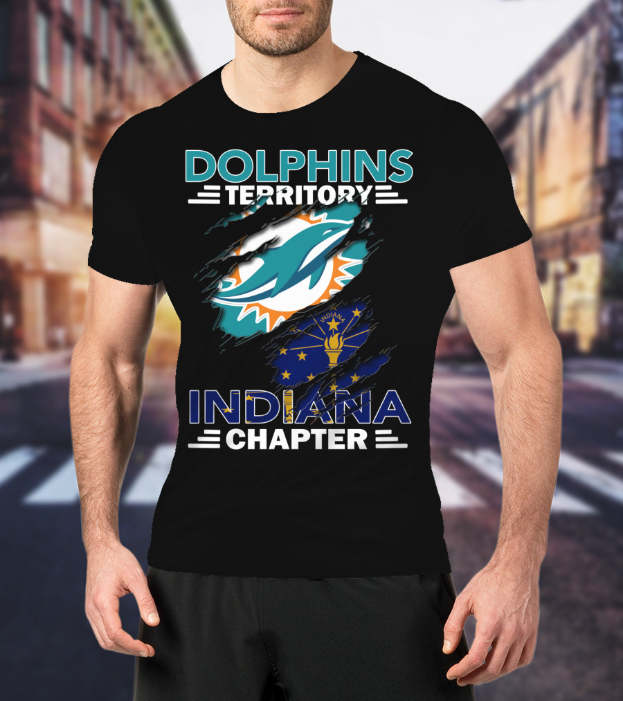 Dolphins Territory Indiana Chapter Miami Logo Indiana Flag Combination T-Shirt