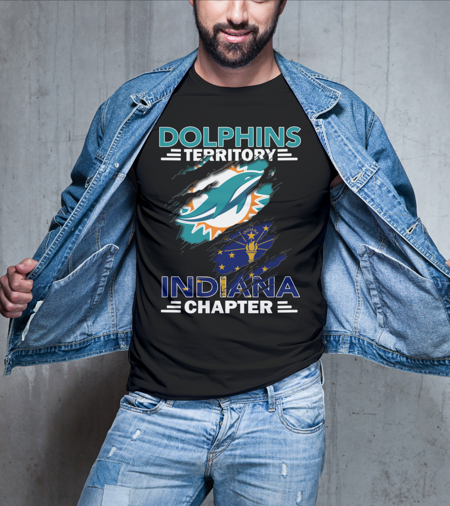 Dolphins Territory Indiana Chapter Miami Logo Indiana Flag Combination T-Shirt