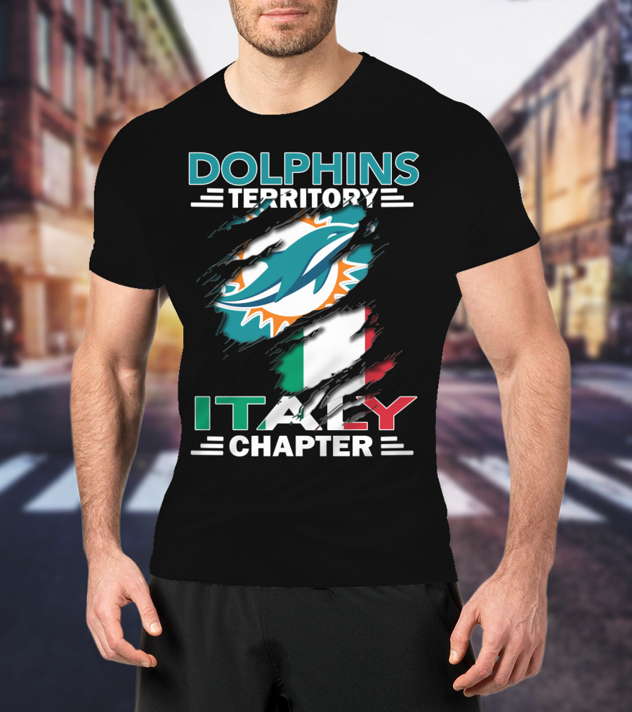 Dolphins Territory Italy Chapter Miami Logo Italian Flag T-Shirt