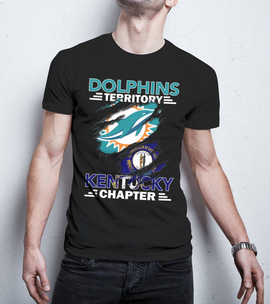 Dolphins Territory Kentucky Chapter Miami Dolphins Kentucky Flag T-Shirt