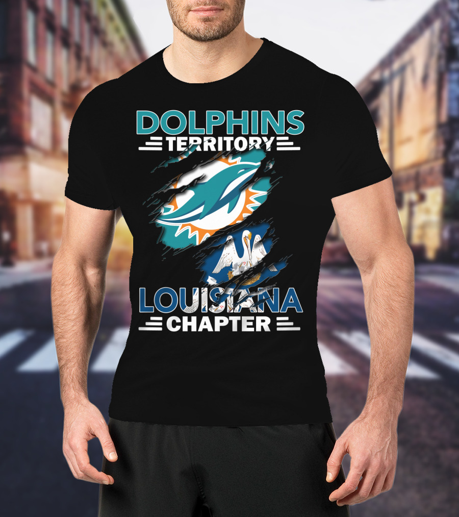 Dolphins Territory Louisiana Chapter Miami Dolphins New Orleans Fan Group T-Shirt
