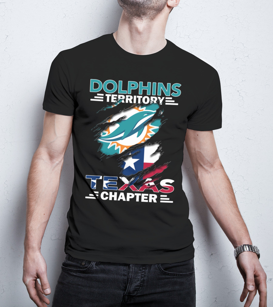Dolphins Territory Texas Chapter Miami Dolphins Texas Flag T-Shirt