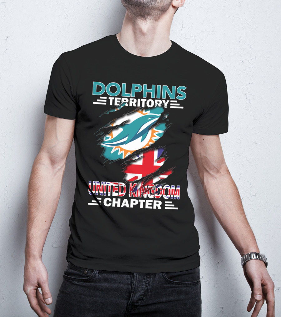Dolphins Territory United Kingdom Chapter Miami Dolphins Union Jack T-Shirt