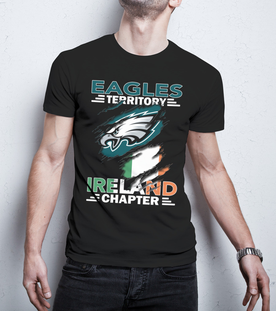 Eagles Territory Ireland Chapter With Eagle Logo And Irish Flag T-Shirt