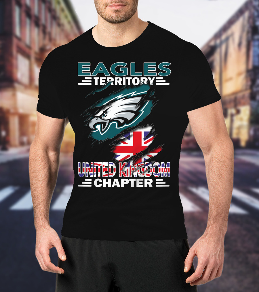 Eagles Territory United Kingdom Chapter NFL Team Logo Union Jack T-Shirt