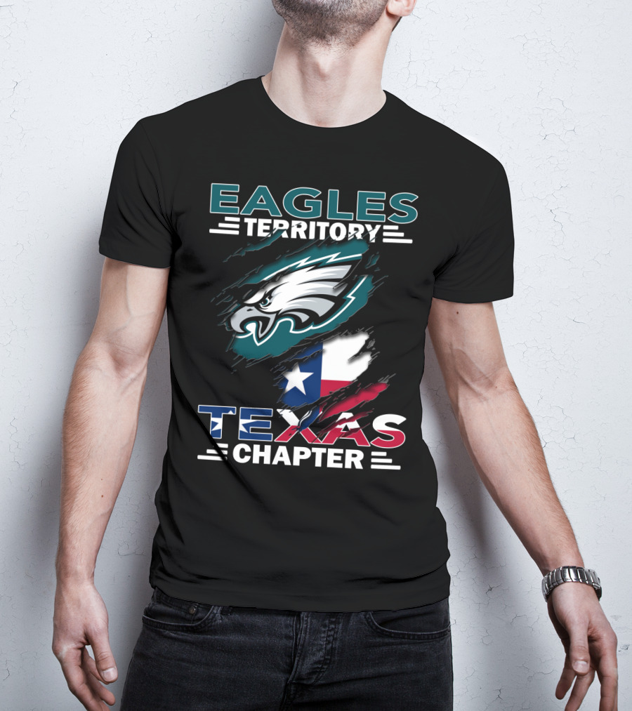 Eagles Territory Texas Chapter NFL Fan Club Texas Flag Integration T-Shirt