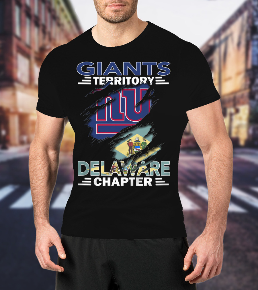 Giants Territory New York Delaware Chapter Logos And Flag T-Shirt