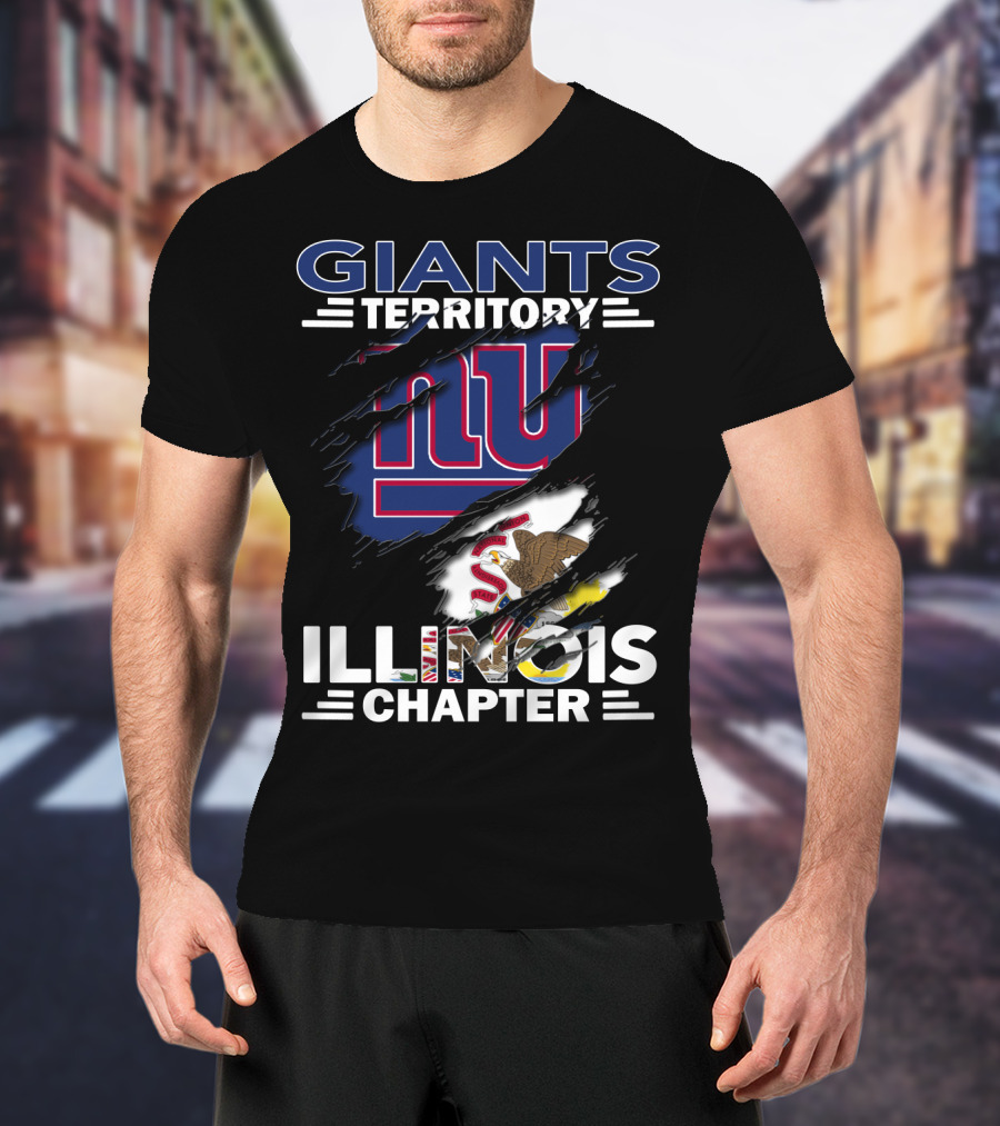 GIANTS TERRITORY ILLINOIS CHAPTER New York Giants Logo And Illinois State Flag T-Shirt