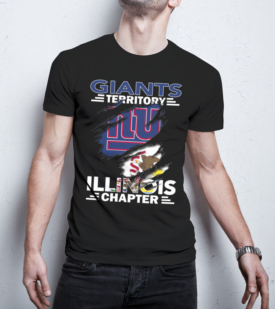 GIANTS TERRITORY ILLINOIS CHAPTER New York Giants Logo And Illinois State Flag T-Shirt