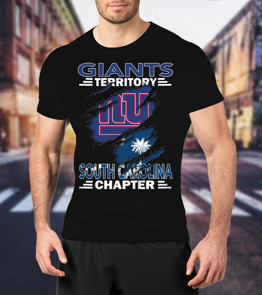 Giants Territory South Carolina Chapter NY Logo And Palmetto Flag T-Shirt