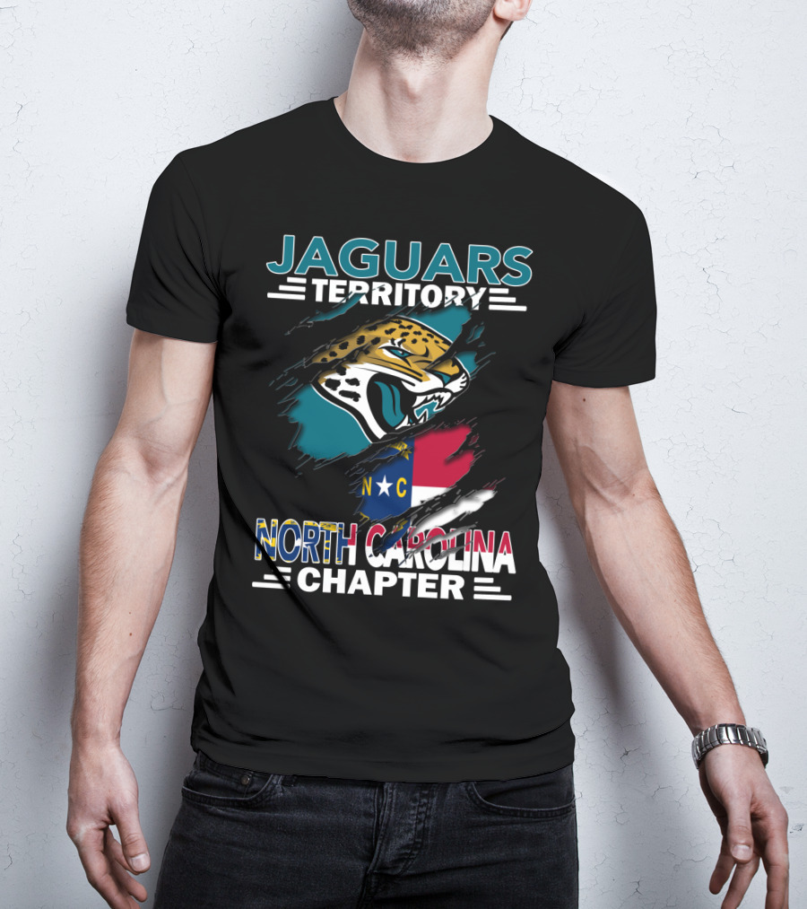 Jaguars Territory North Carolina Chapter Logo And State Flag Fusion T-Shirt