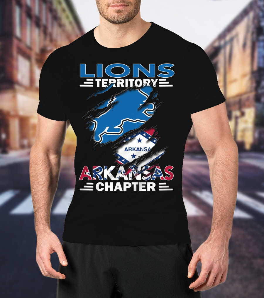 Lions Territory Arkansas Chapter Blue Lion And State Flag T-Shirt