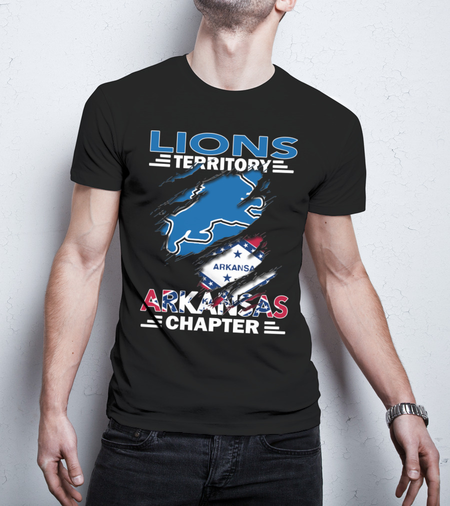 Lions Territory Arkansas Chapter Blue Lion And State Flag T-Shirt