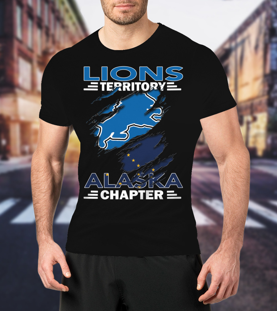 Lions Territory Alaska Chapter Blue Lion And Flag T-Shirt
