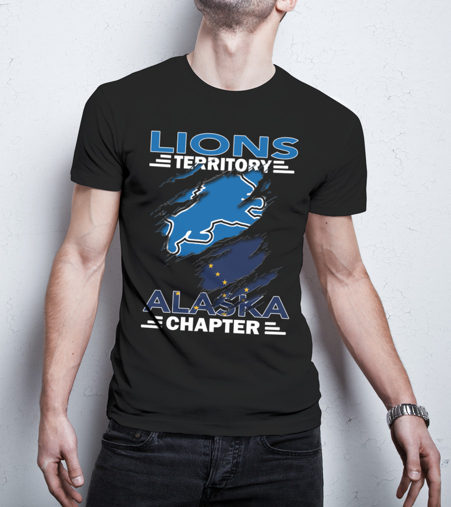 Lions Territory Alaska Chapter Blue Lion And Flag T-Shirt
