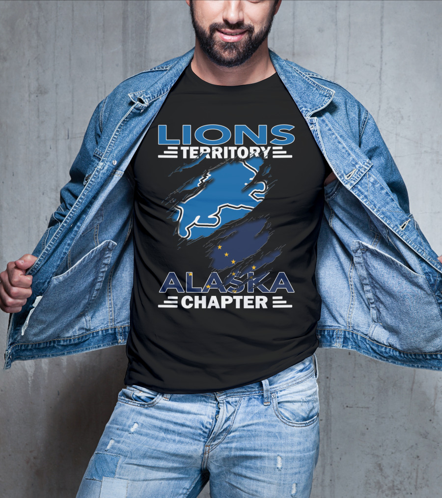 Lions Territory Alaska Chapter Blue Lion And Flag T-Shirt