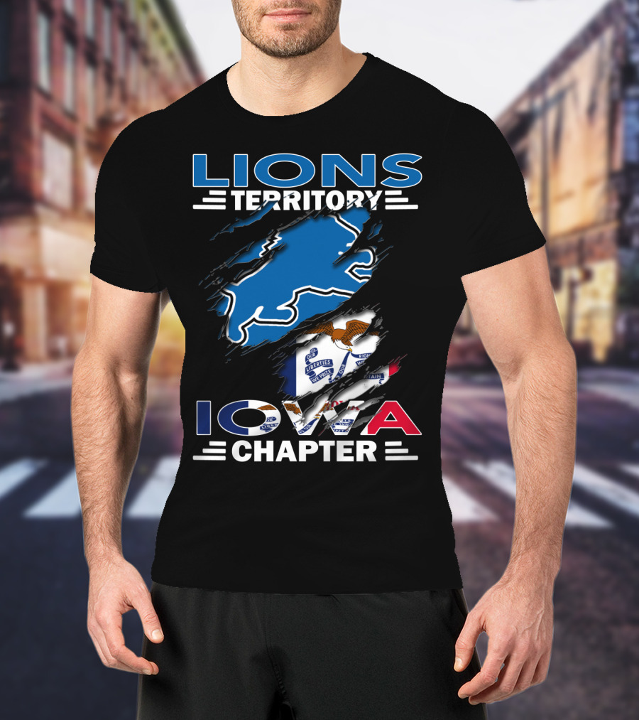 Lions Territory Iowa Chapter Ripped Flag T-Shirt