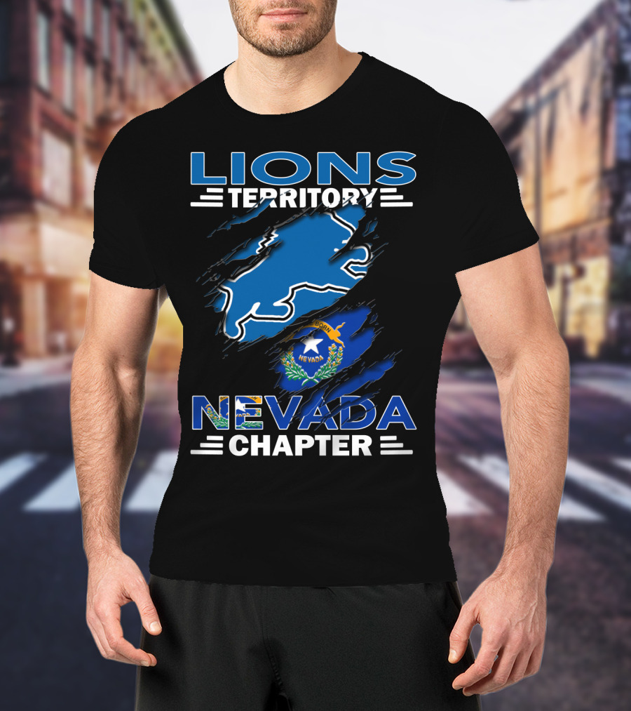 Lions Territory Nevada Chapter Nevada Flag Outline T-Shirt