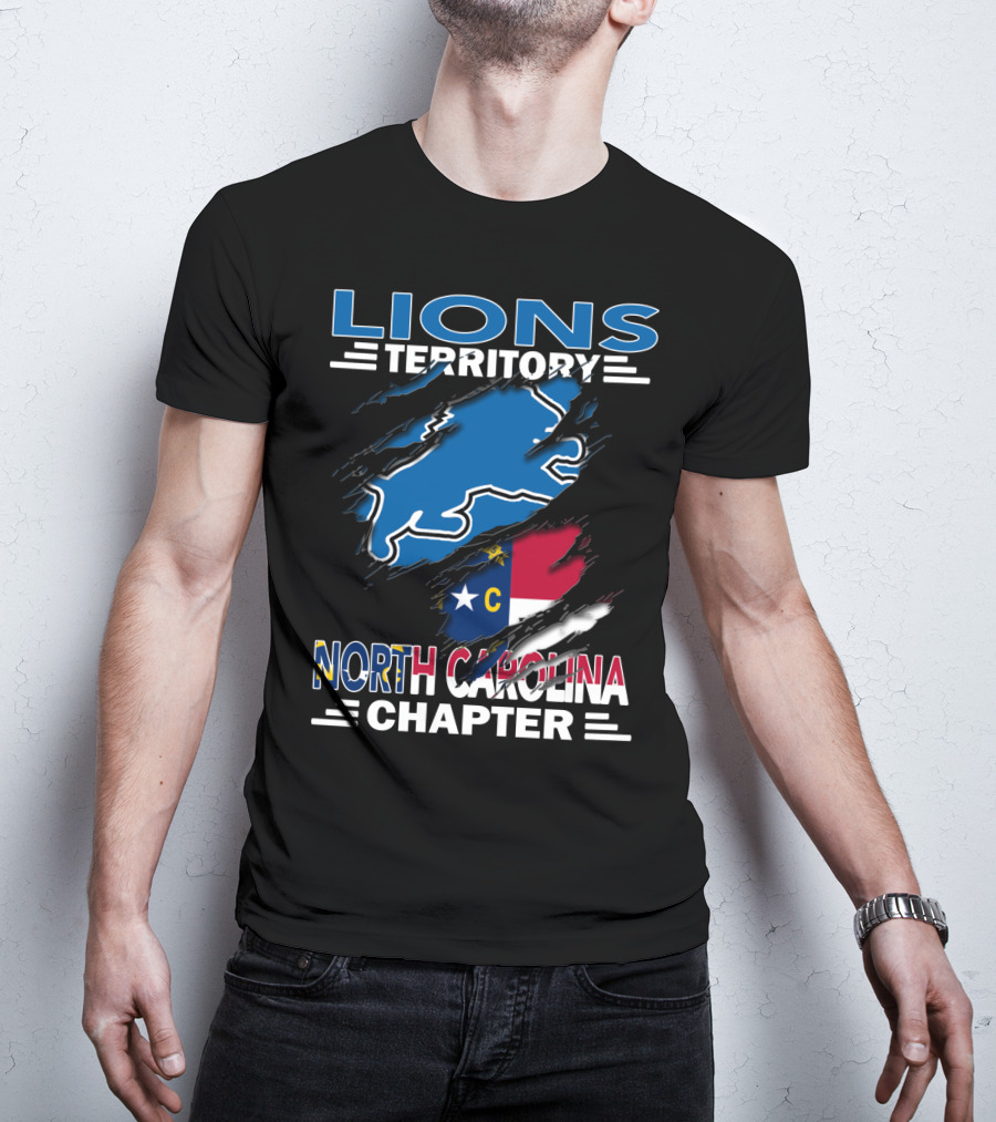 Lions Territory North Carolina Chapter State Flag Ripped T-Shirt