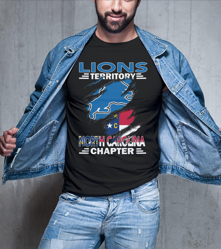 Lions Territory North Carolina Chapter State Flag Ripped T-Shirt