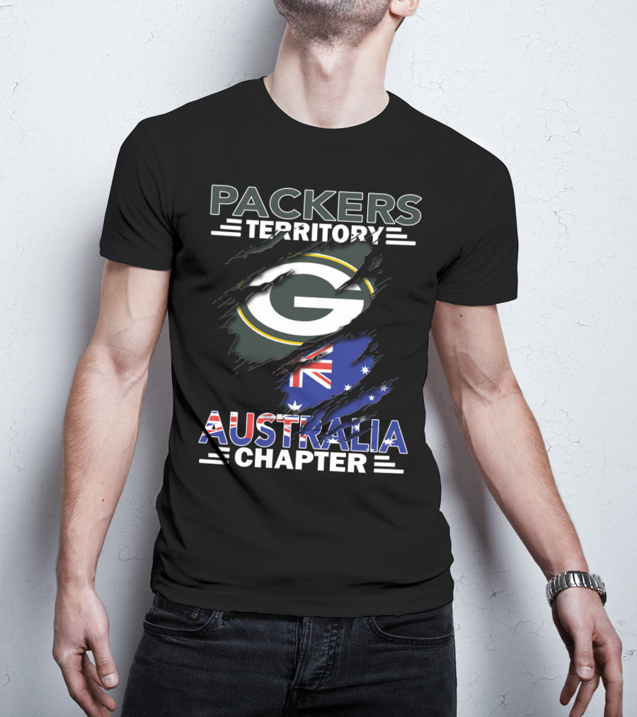 Packers Territory Australia Chapter Green Bay Packers Logo With Australian Flag T-Shirt