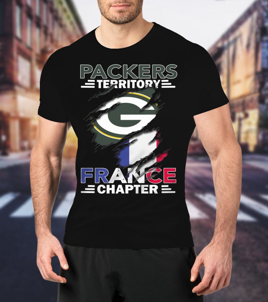 Packers Territory France Chapter Green Bay Logo French Flag T-Shirt