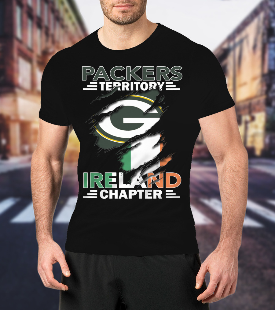 Packers Territory Ireland Chapter Green Bay Logo And Irish Flag T-Shirt