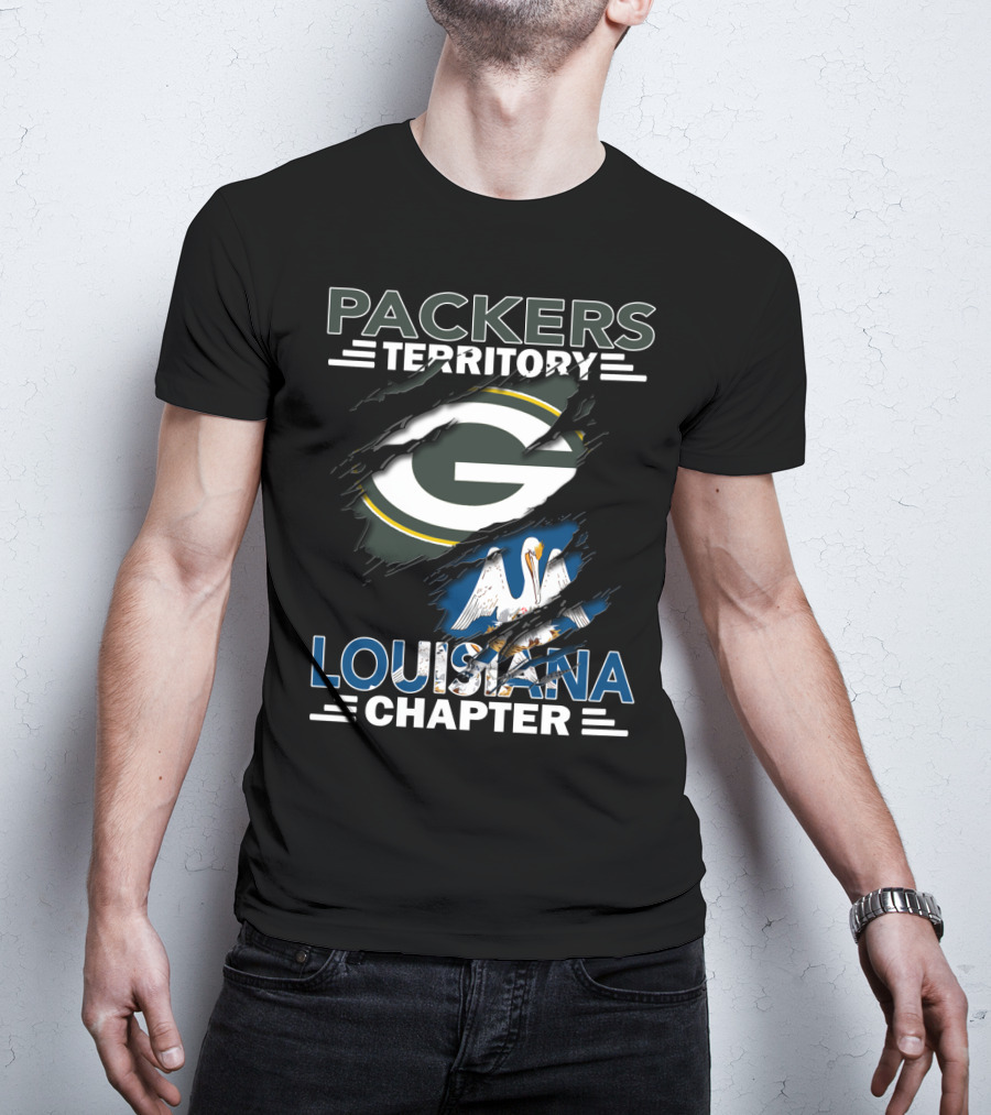 Packers Territory Louisiana Chapter With Iconic Green Bay Logo And Louisiana Pelican T-Shirt
