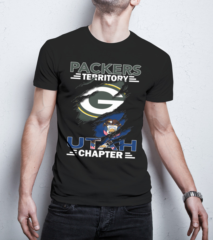 Packers Territory Utah Chapter Green Bay Packers Logo And Utah State Flag T-Shirt