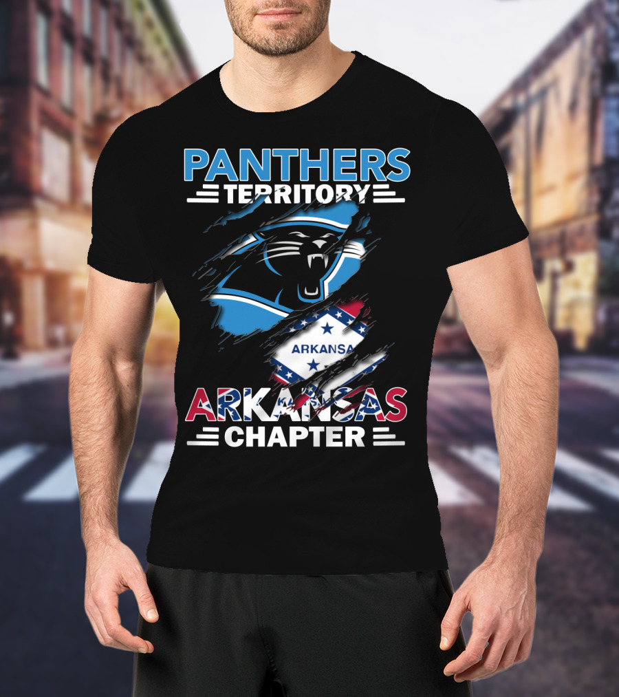 Panthers Territory Arkansas Chapter Logo With Panther And Arkansas Flag Elements T-Shirt