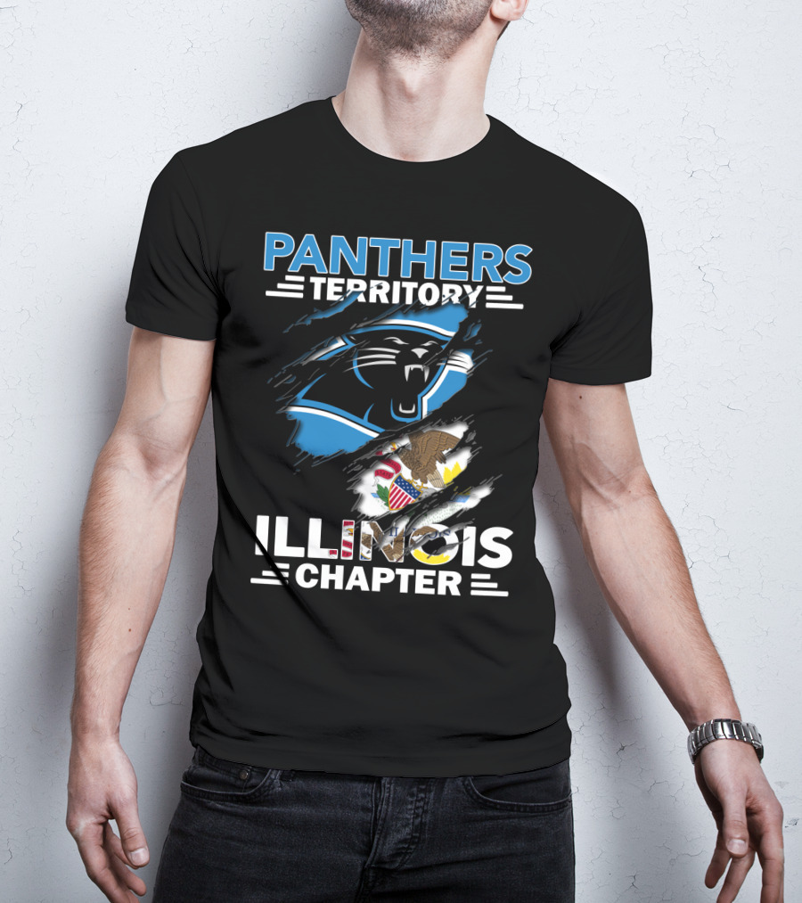 Panthers Territory Illinois Chapter עם סמלים של קארולינה ומדינת אילינוי T-Shirt