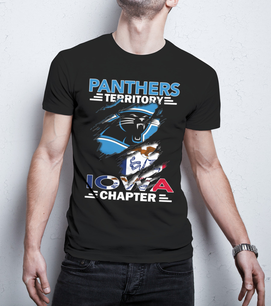 Panthers Territory Iowa Chapter Football Fans USA Flag T-Shirt