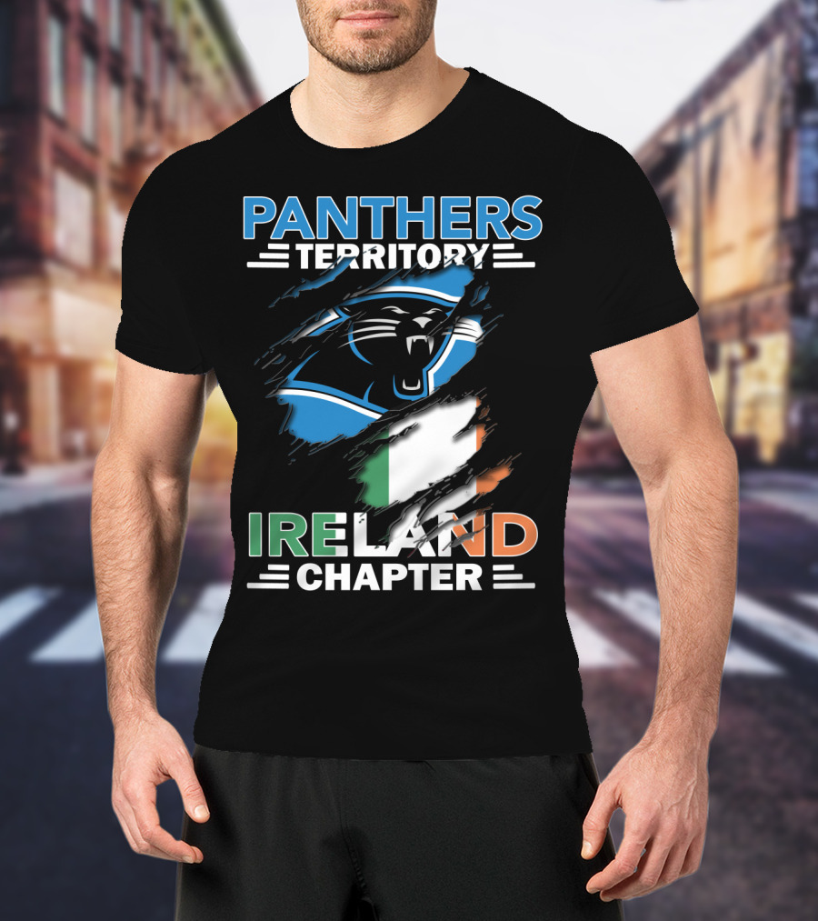 Panthers Territory Ireland Chapter Logo With Irish Flag And Panther Emblem T-Shirt