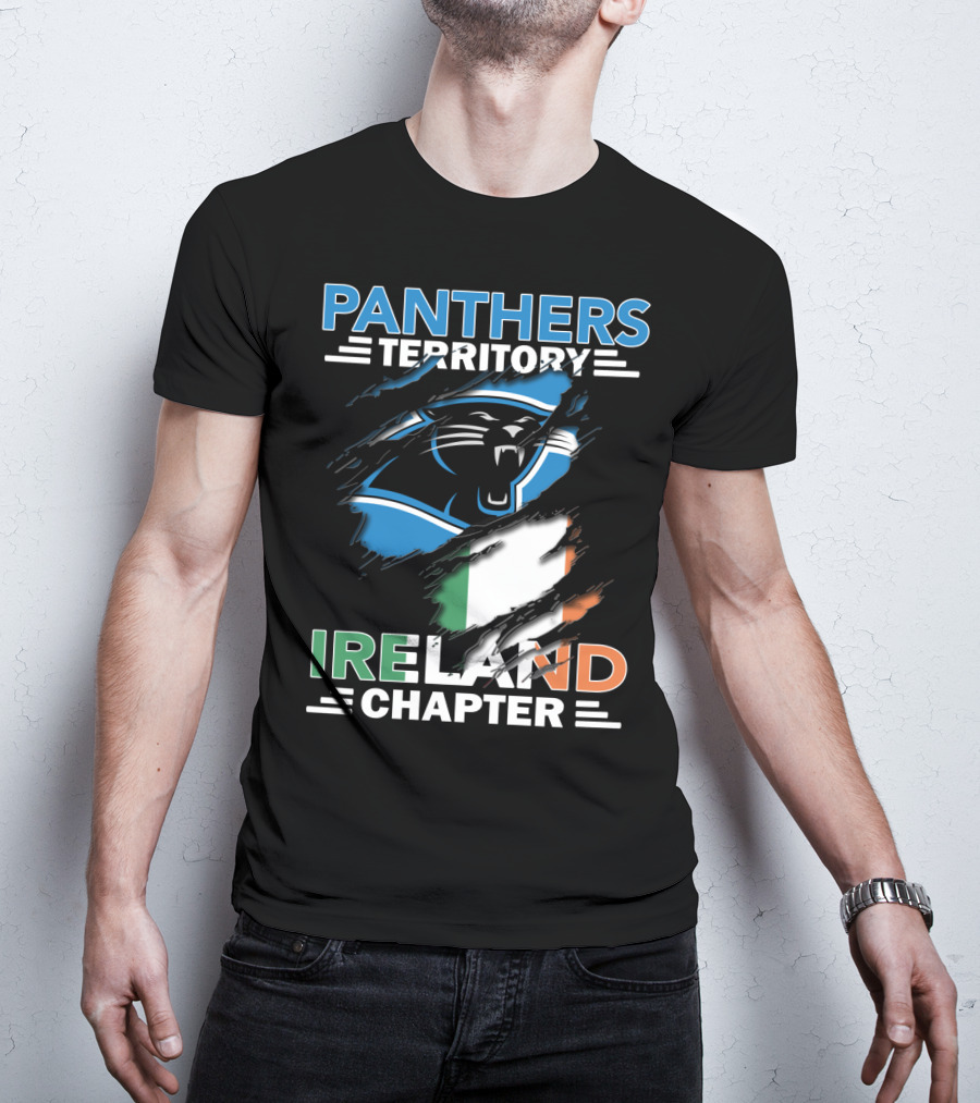 Panthers Territory Ireland Chapter Logo With Irish Flag And Panther Emblem T-Shirt