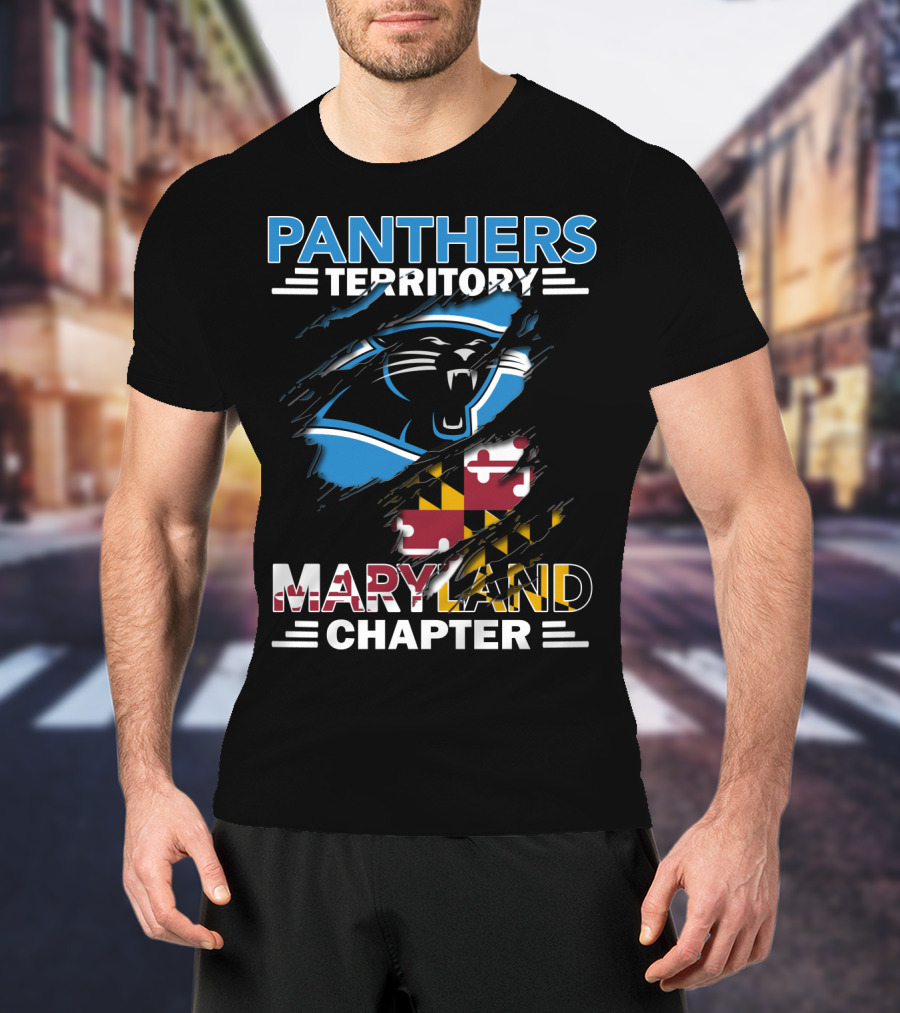 Panthers Territory Maryland Chapter Burst With Flag And Panther T-Shirt