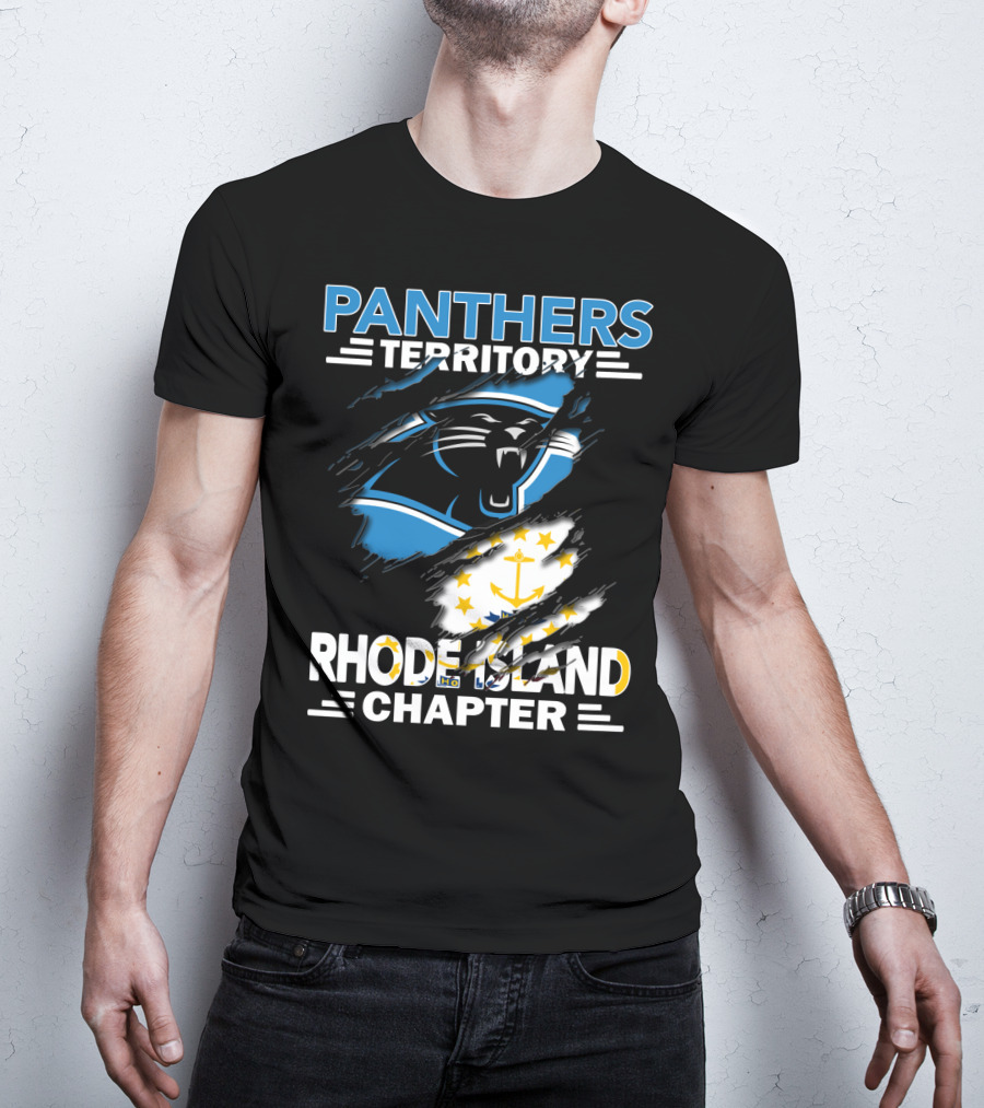 Panthers Territory Rhode Island Chapter Flag And Team Logo Fusion T-Shirt
