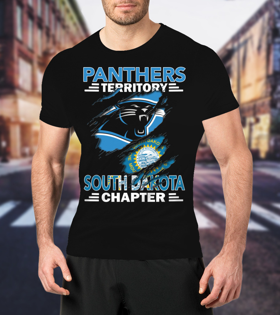 Panthers Territory South Dakota Chapter With Carolina Panthers Logo And South Dakota Seal T-Shirt