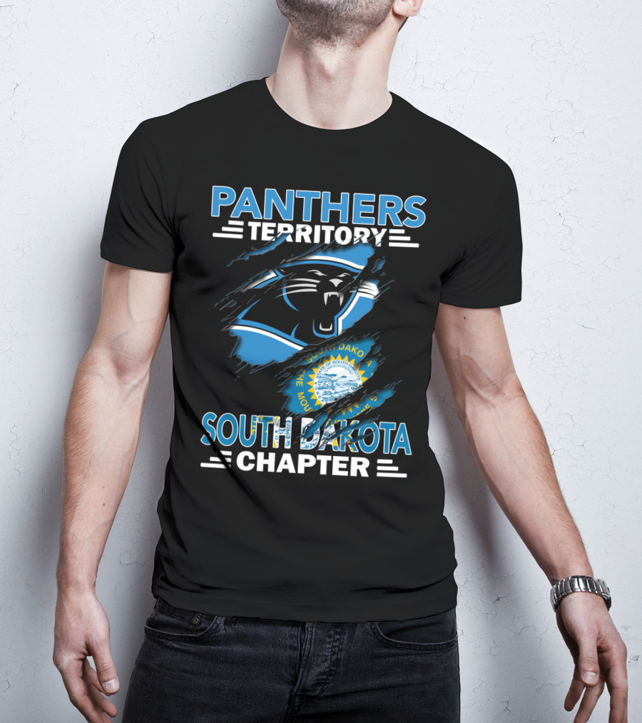 Panthers Territory South Dakota Chapter With Carolina Panthers Logo And South Dakota Seal T-Shirt