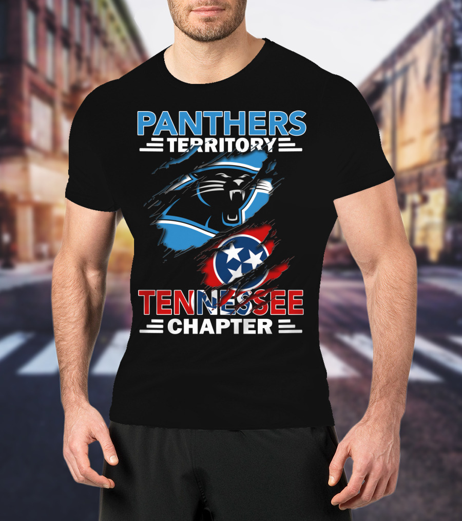 Panthers Territory Tennessee Chapter With Carolina Panthers Logo And Tennessee Flag T-Shirt