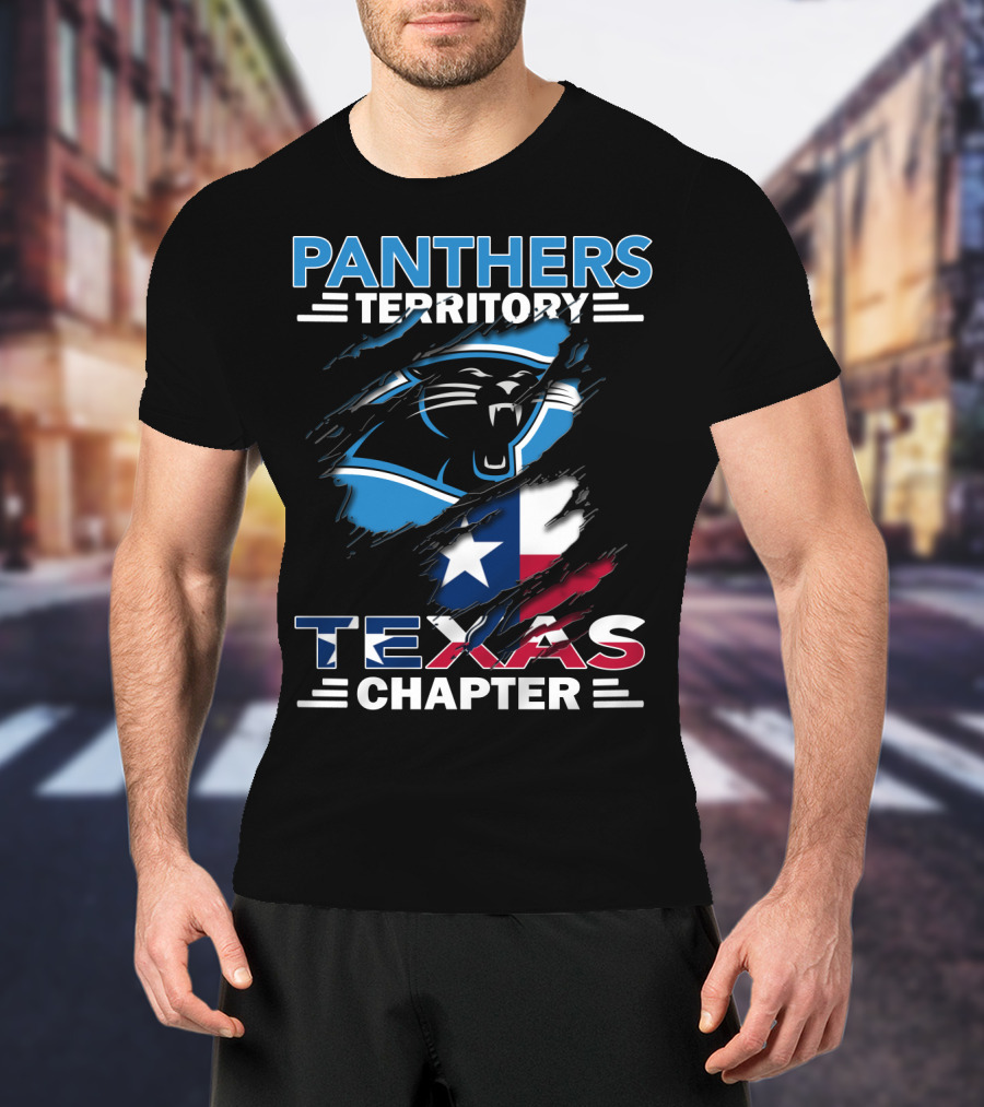 Panthers Territory Texas Chapter Logo With Texas Flag And Panther Emblem T-Shirt