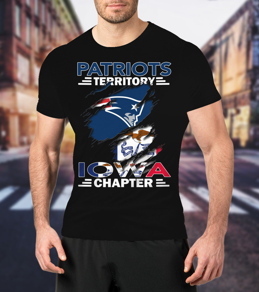 Patriots Territory Iowa Chapter New England Patriots Flag Emblem T-Shirt