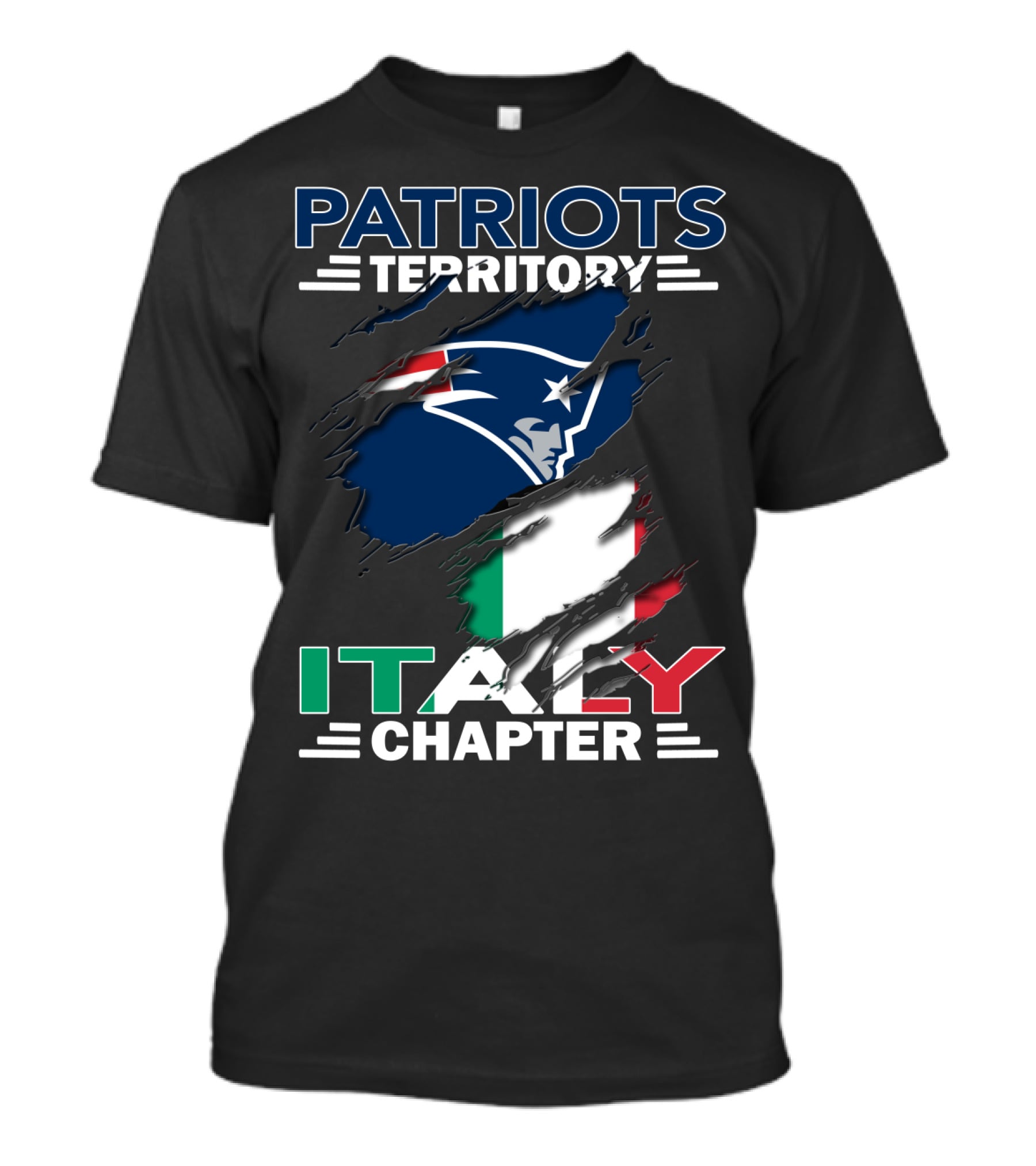 Patriots Territory Italy Chapter New England Logo Italian Flag T-Shirt