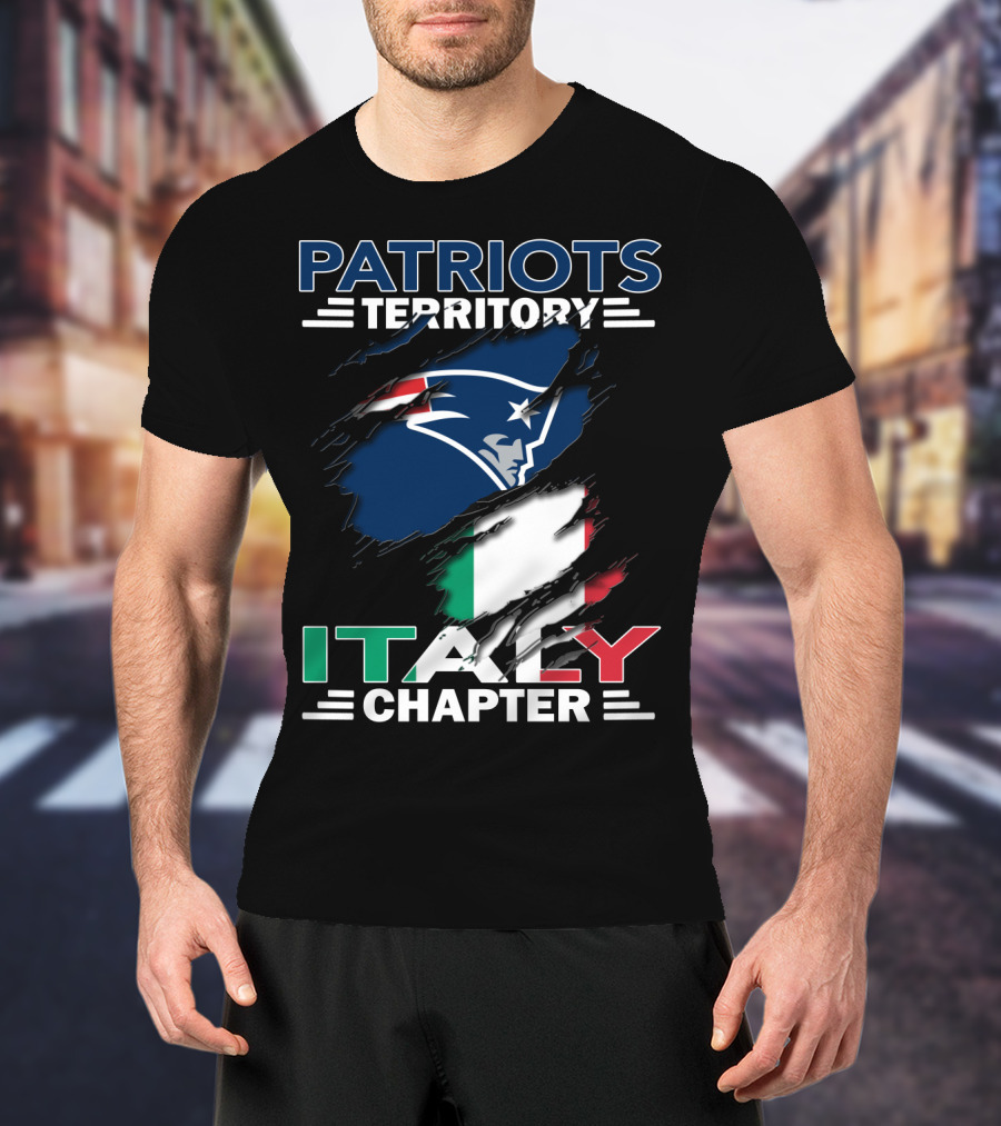 Patriots Territory Italy Chapter New England Logo Italian Flag T-Shirt