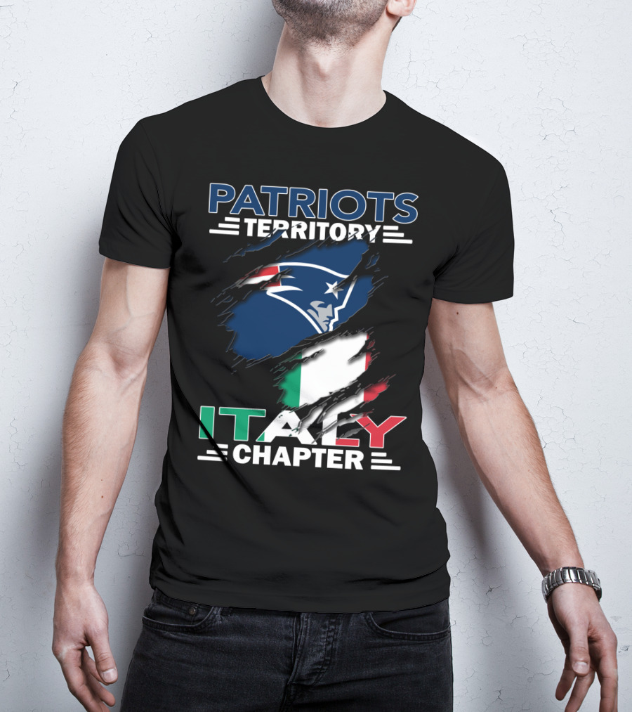 Patriots Territory Italy Chapter New England Logo Italian Flag T-Shirt