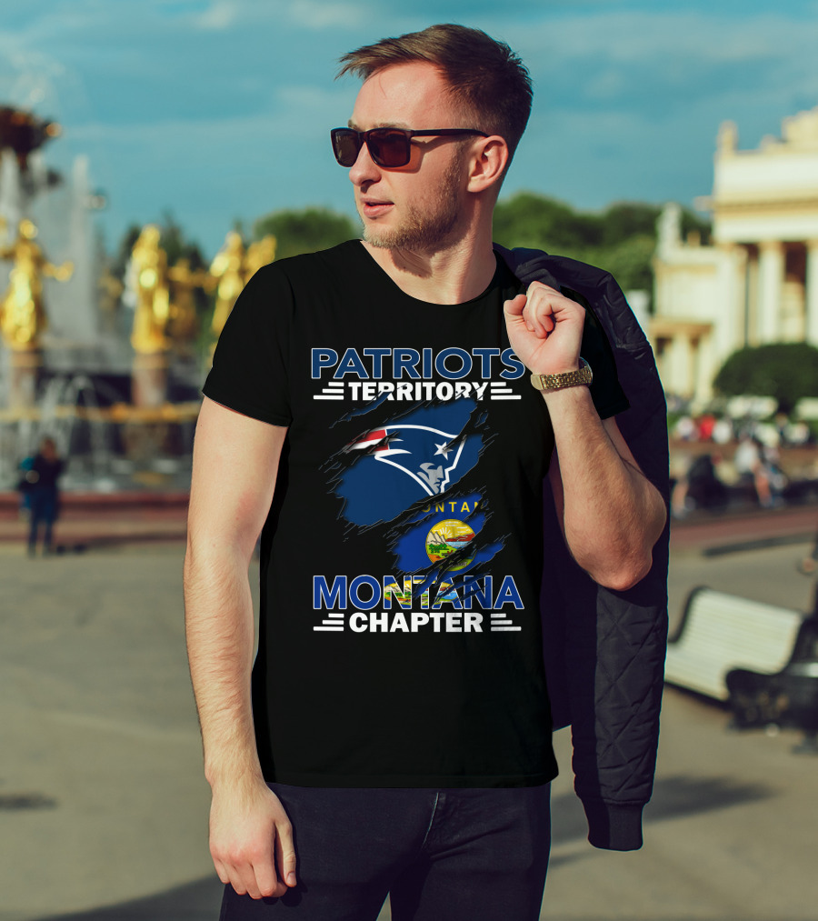 Patriots Territory Montana Chapter With New England Patriots Logo And Montana Flag Elements T-Shirt