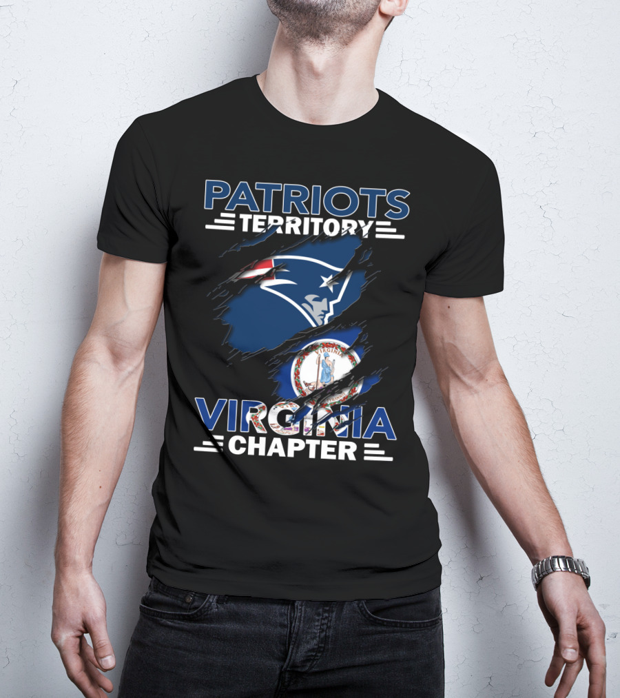 Patriots Territory Virginia Chapter New England Fan Club With Virginia State Seal T-Shirt