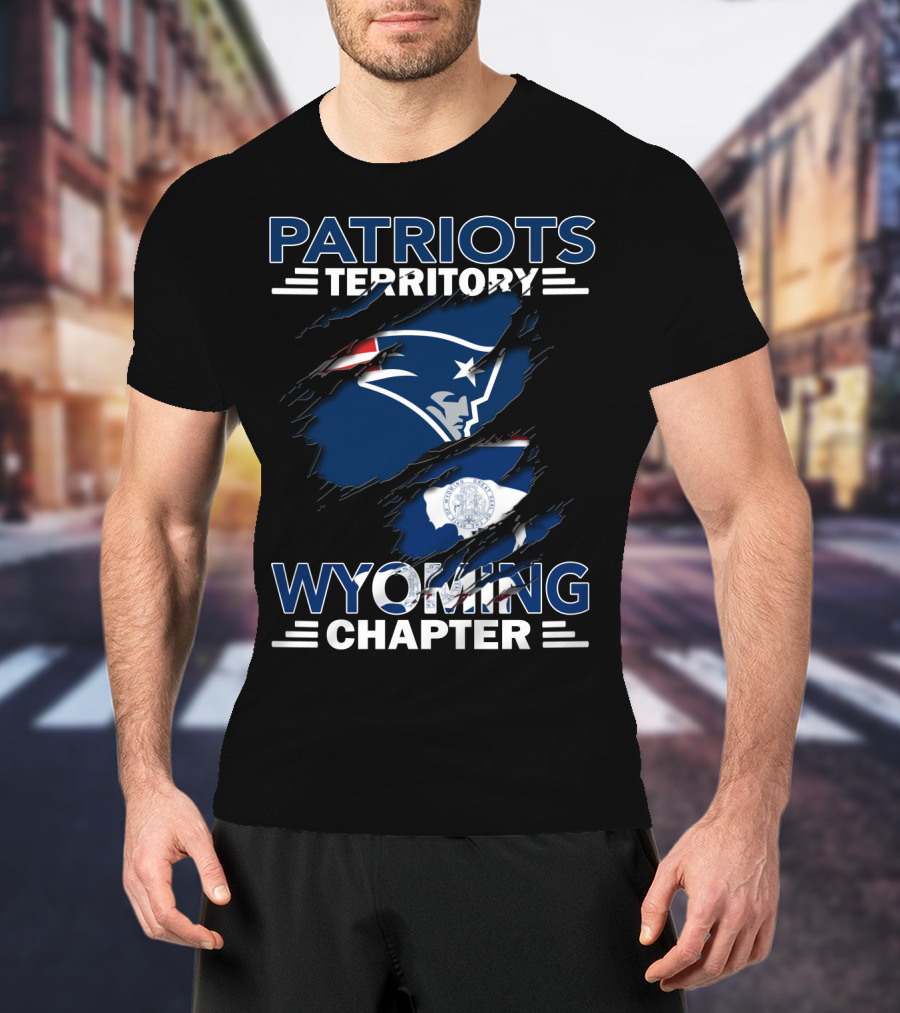 Patriots Territory Wyoming Chapter New England Patriots Logo And Wyoming Flag Elements T-Shirt